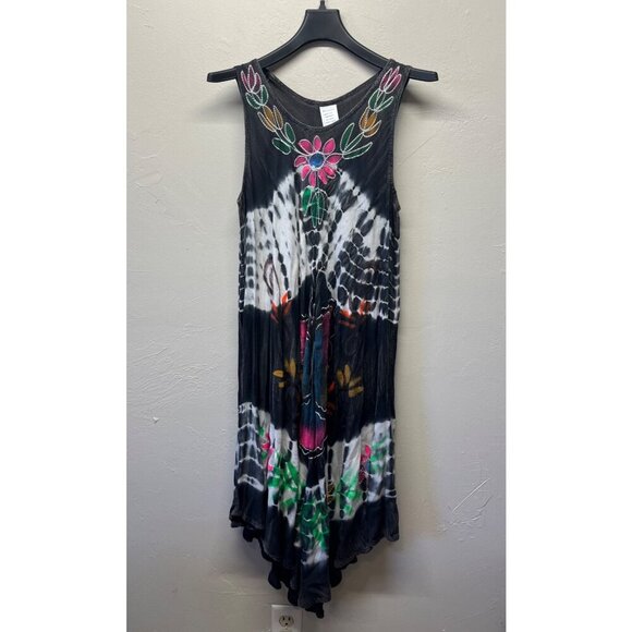 Phases Womens One Size S M L Pullover Butterfly Tie Dye Tunic Dress Boho Hippie - Picture 2 of 6